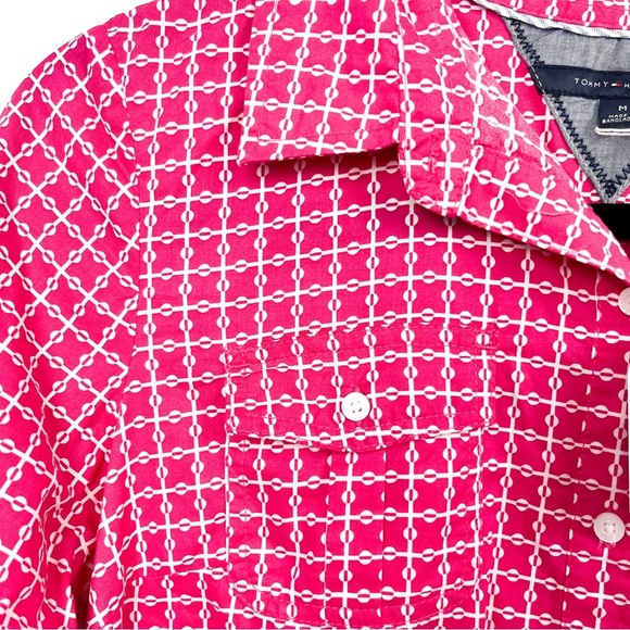 Tommy Hilfiger Long Sleeve Pink & White Patterned Button-Up - Picture 5 of 10